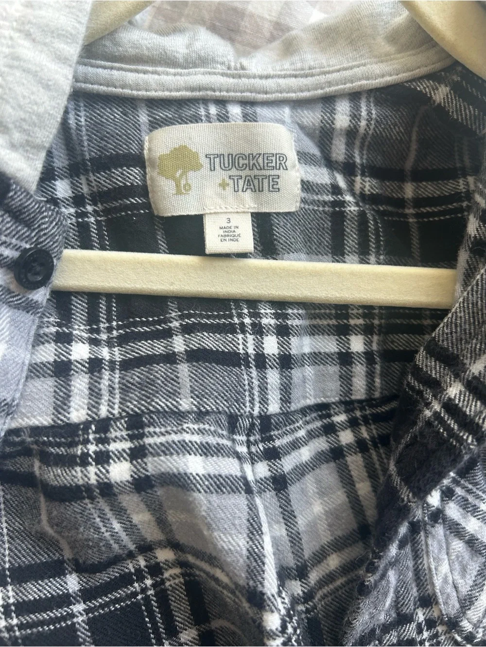 TUCKER + TATE HOODED FLANNEL SHIRT
